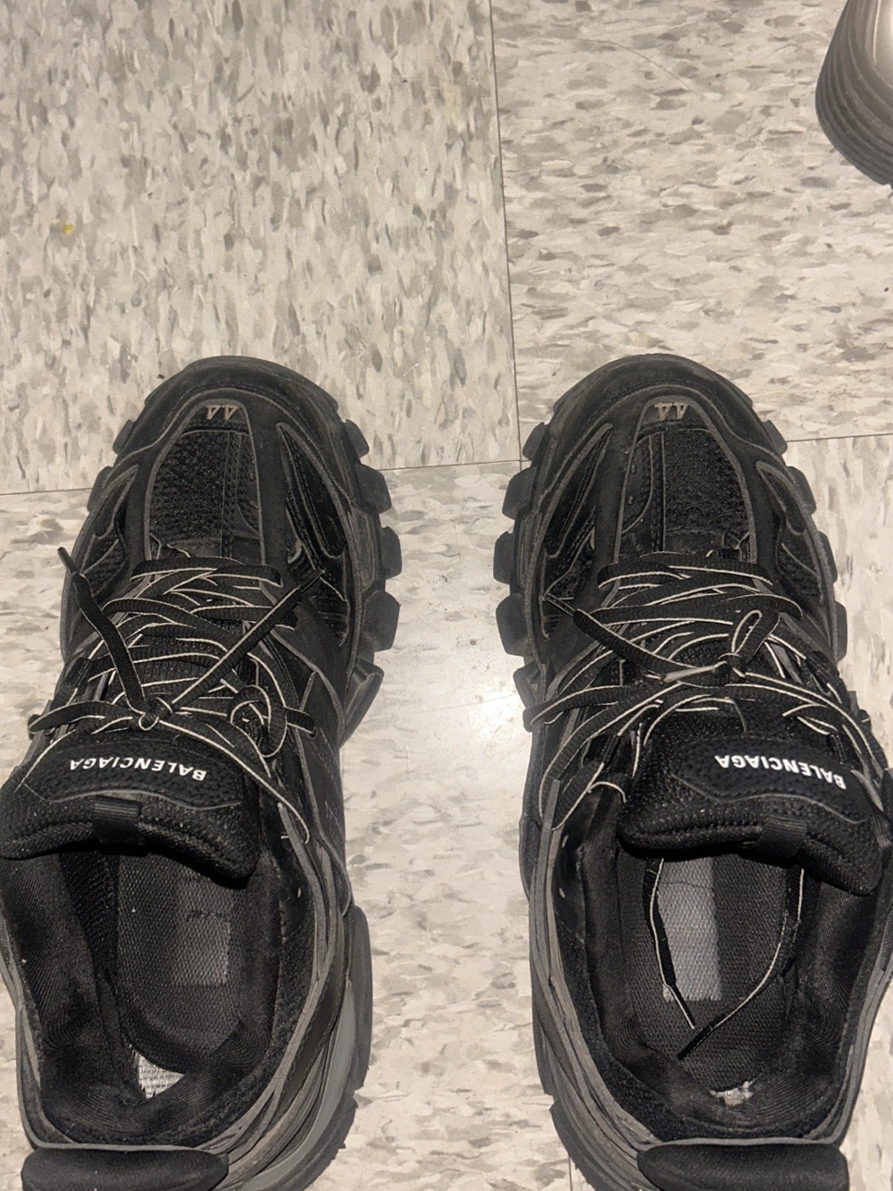 Balenciaga Black Chunky Track-Style Lace-Up Sneakers